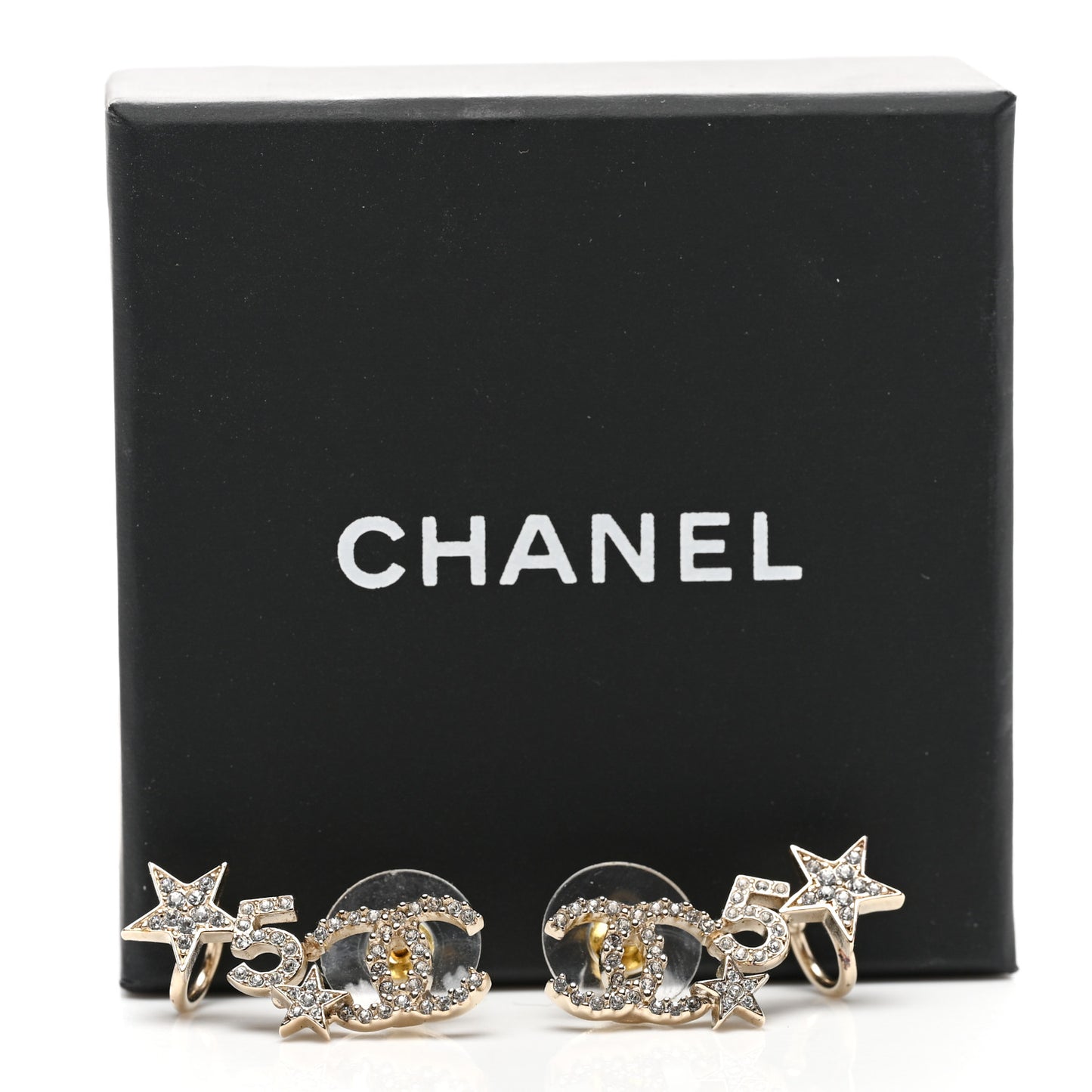 Crystal Star 5 CC Earrings Gold