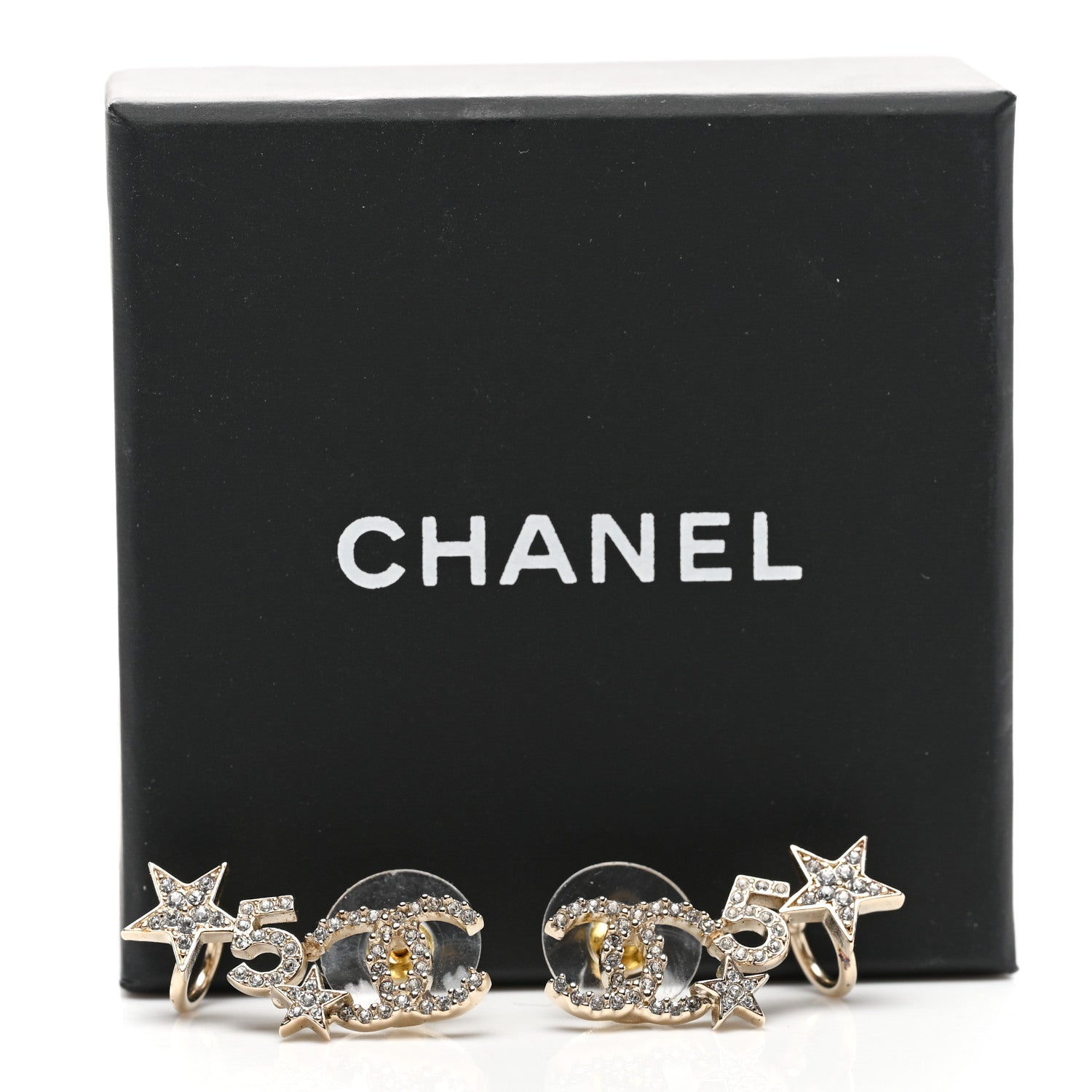Chanel Crystal Star 5 CC Earrings Gold 5 of 5