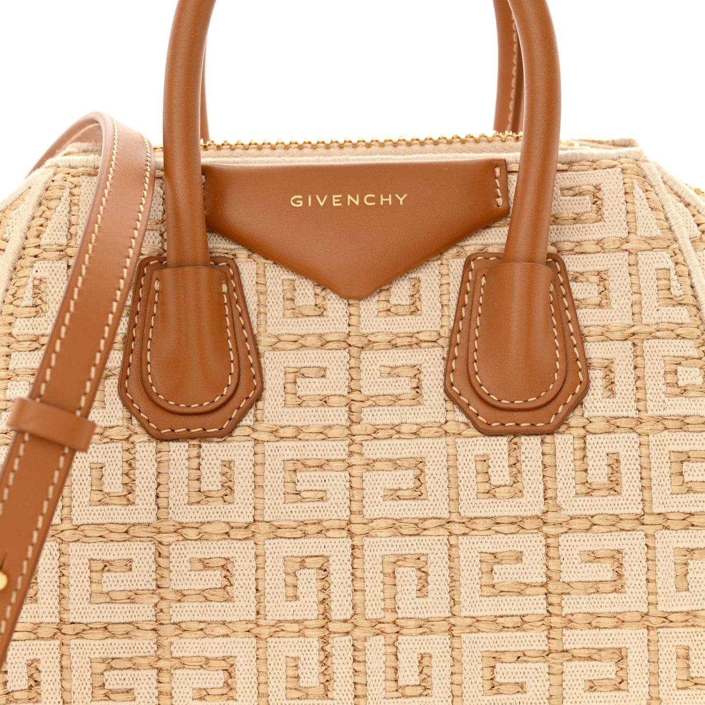 Raffia Jacquard Fabric 4G Mini Antigona Beige