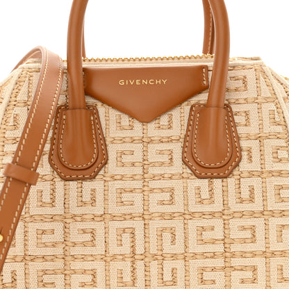Givenchy Raffia Jacquard Fabric 4G Mini Antigona Beige 8 of 15