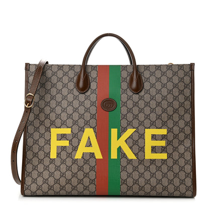 Gucci GG Supreme Monogram Fake/Not Large Retro Interlocking G Tote Bag Beige Brown Sugar 1 of 12