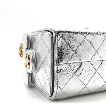 Chanel Metallic Aged Calfskin Quilted Mini Chanel 25 Handbag Silver 9 of 11