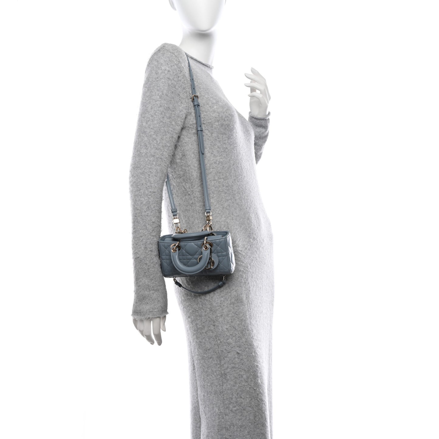 CHRISTIAN DIOR Lambskin Cannage Micro Lady D-Joy Cloud Blue