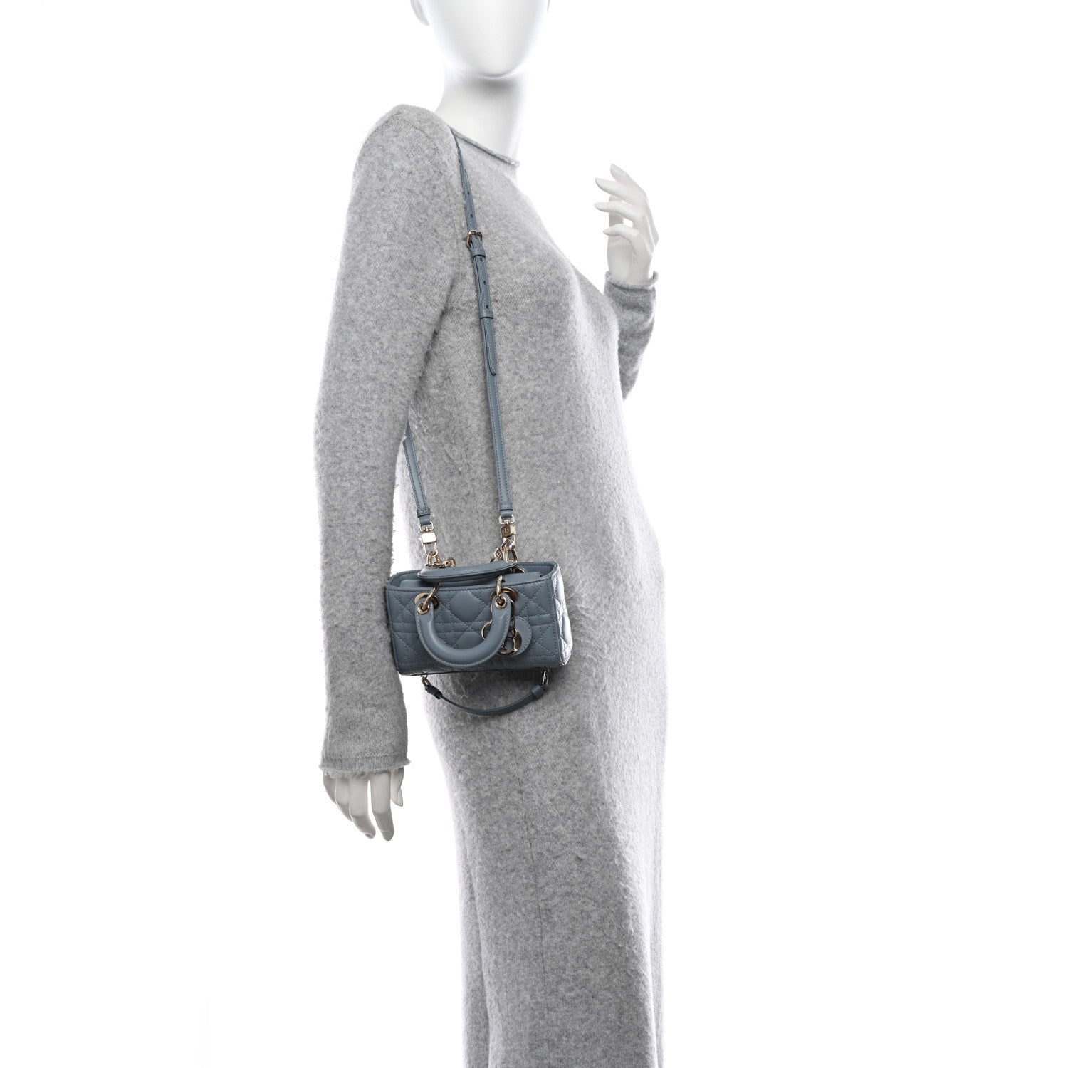 Christian Dior CHRISTIAN DIOR Lambskin Cannage Micro Lady D-Joy Cloud Blue 2 of 11