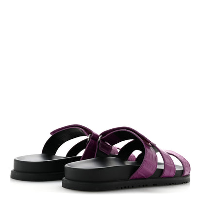 Hermes Matte Alligator Womens Chypre Sandals 38.5 Anemone 5 of 10