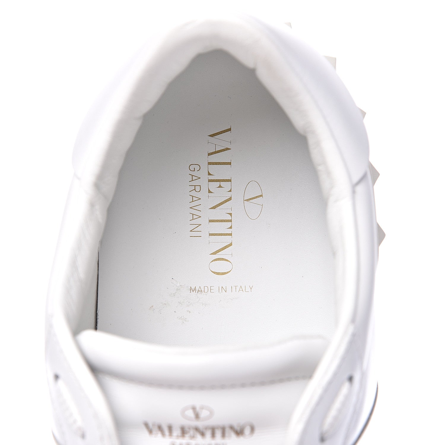 Valentino Garavani Calfskin Patent Mens Rockstud Open Sneakers 45 Bianco 6 of 9