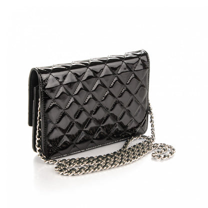 Chanel Patent Quilted Brilliant Wallet On Chain WOC Black 3 of 8