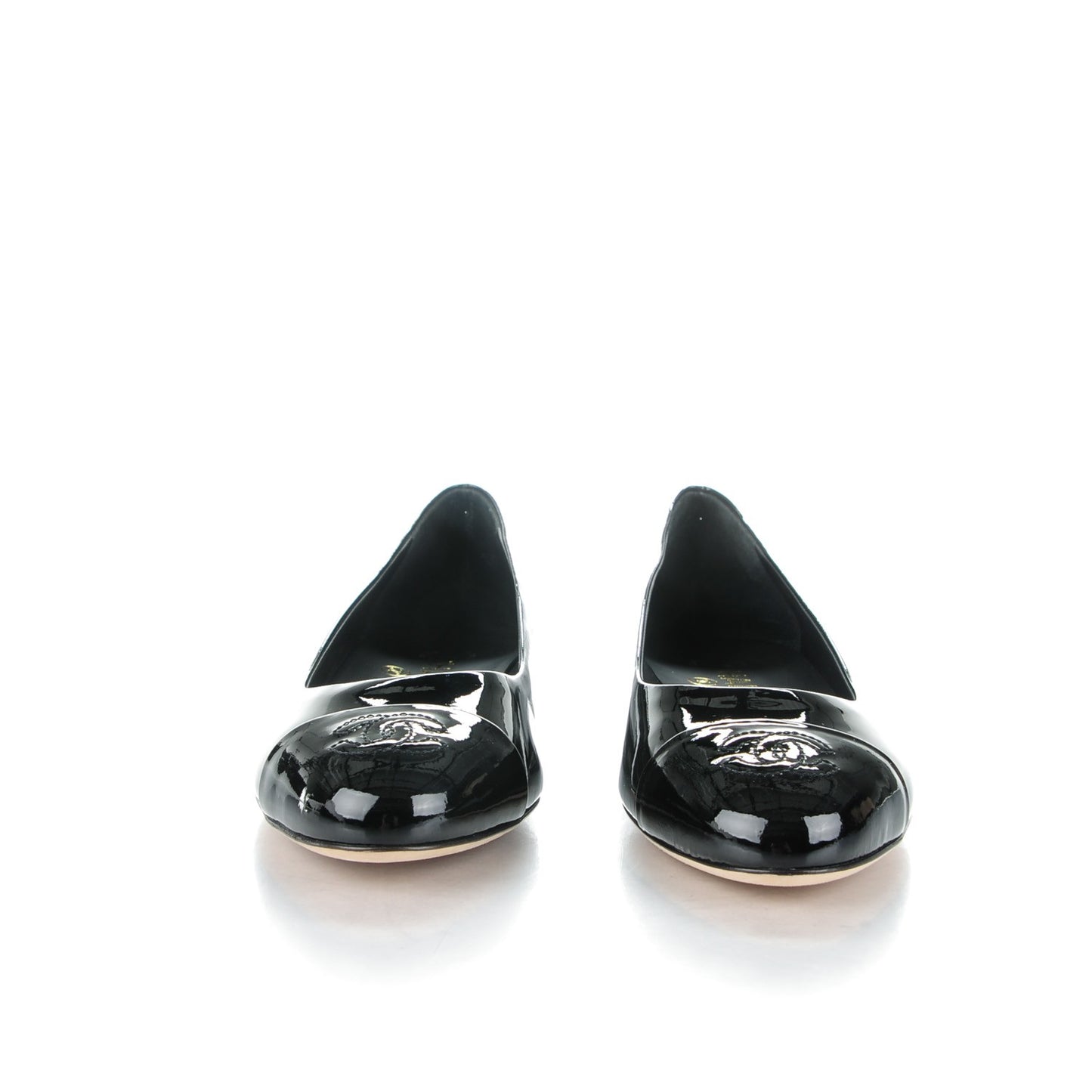 Patent Calfskin CC Cap Toe Flats 35 Black