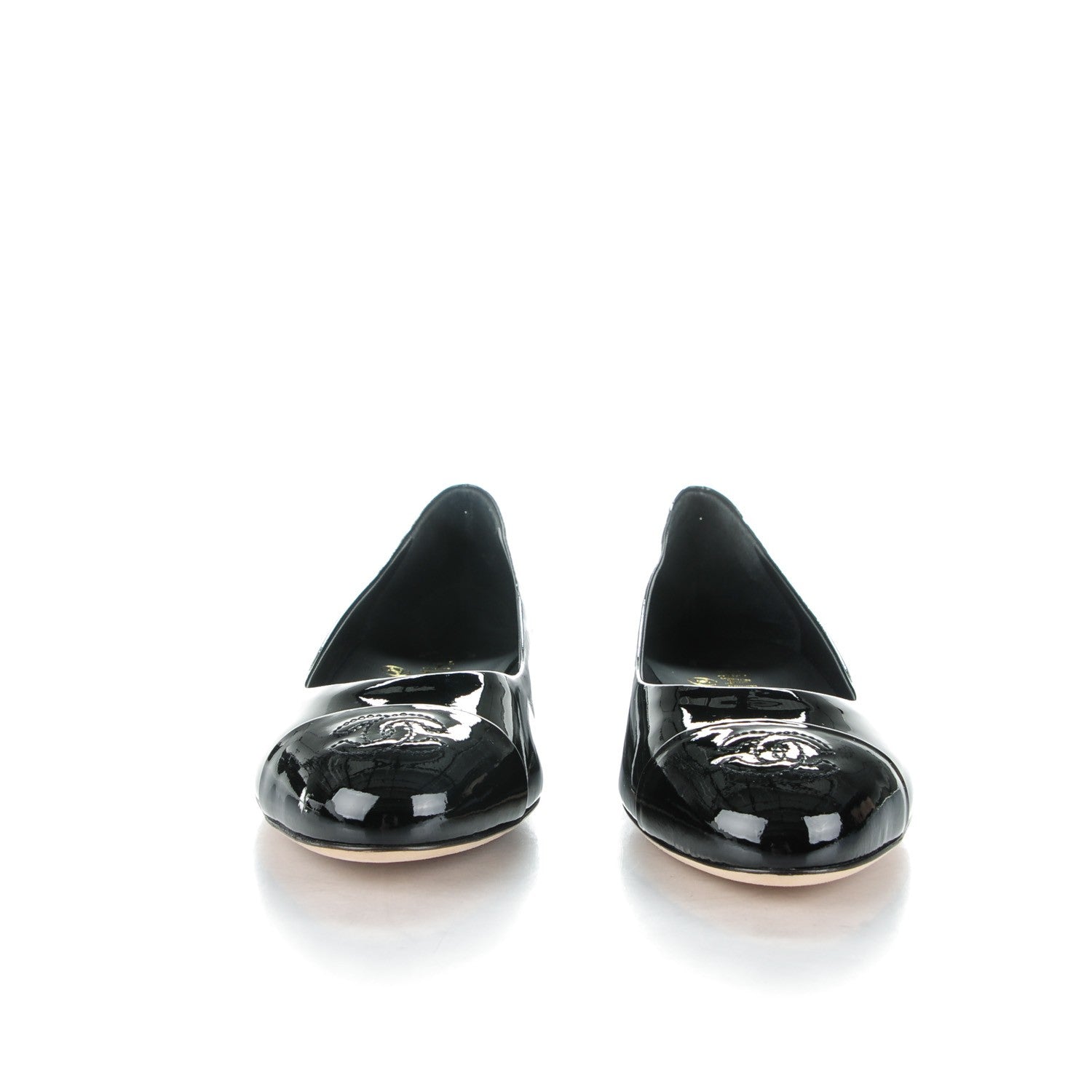 Chanel Patent Calfskin CC Cap Toe Flats 35 Black 2 of 7