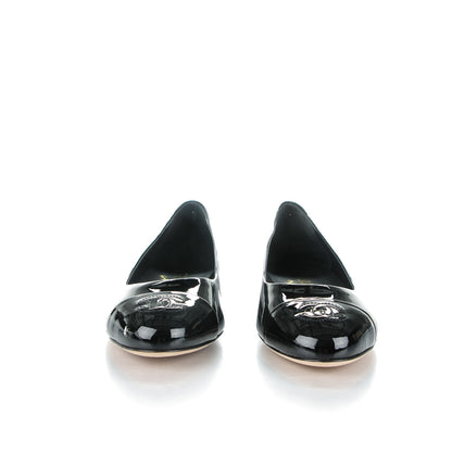 Chanel Patent Calfskin CC Cap Toe Flats 35 Black 2 of 7
