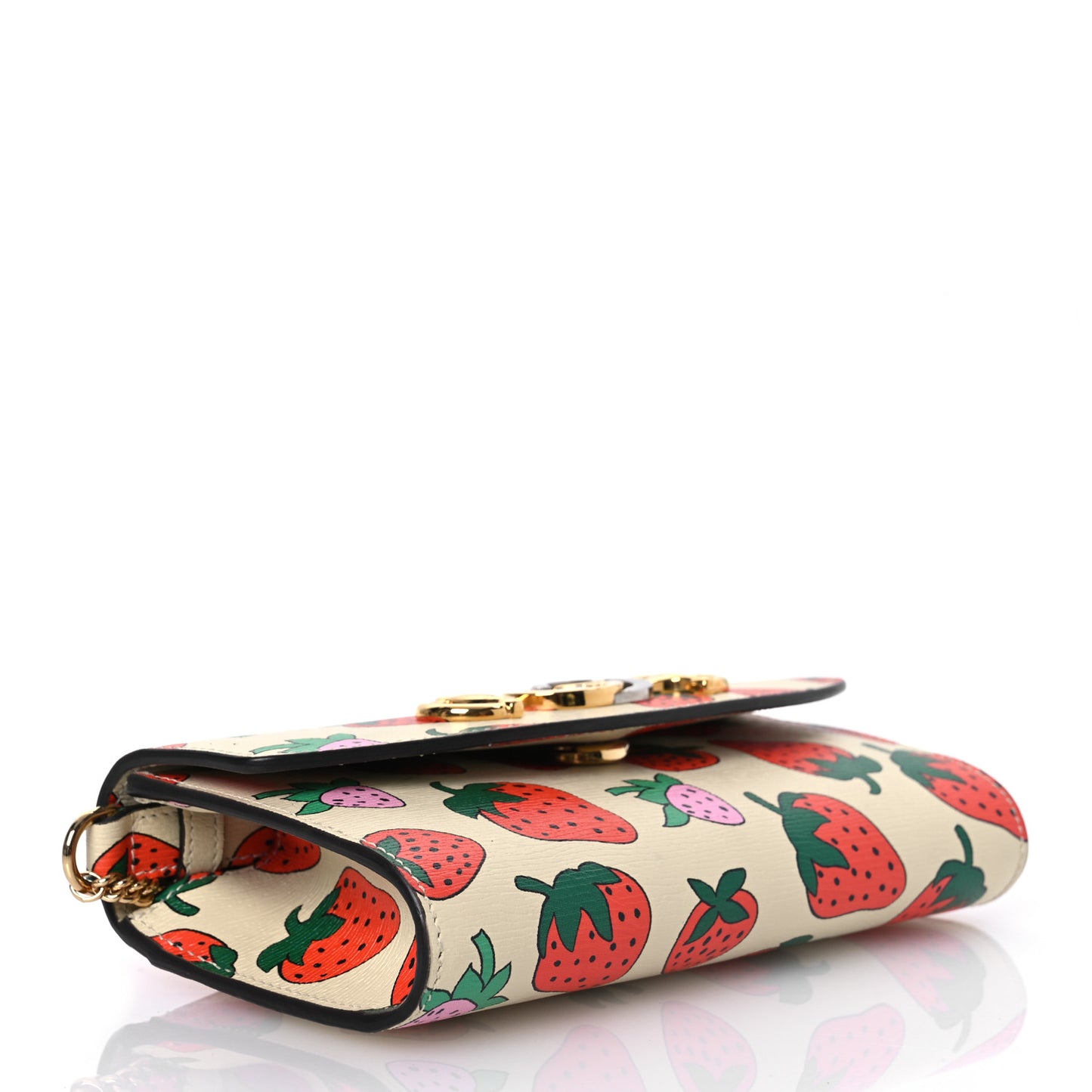 Calfskin Strawberry Print Mini Zumi Shoulder Bag Ivory Red