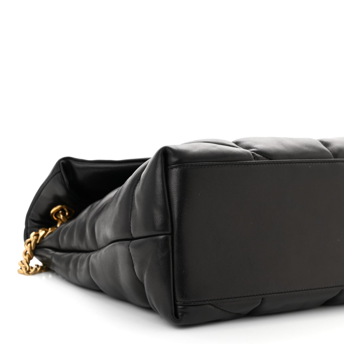 Lambskin Quilted Medium Loulou Puffer Monogram Chain Satchel Black