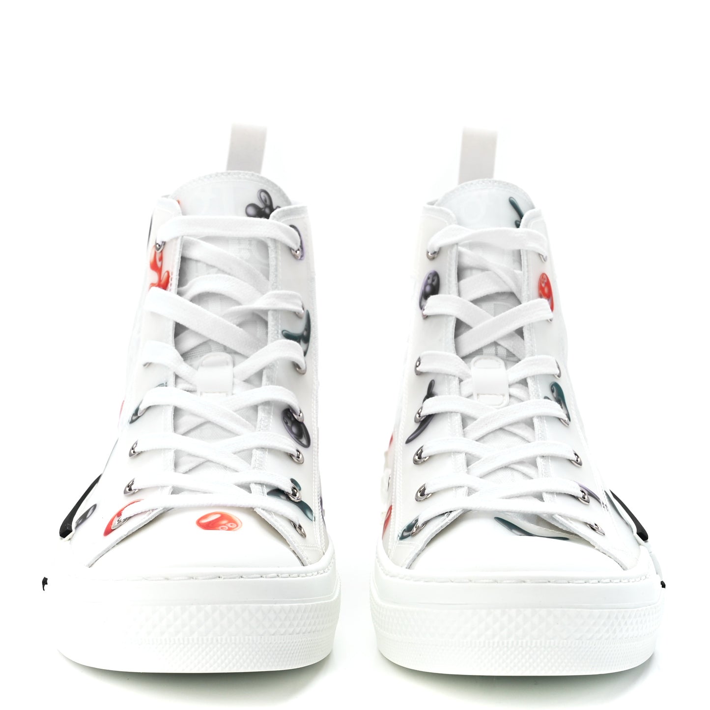 X KENNY SCHARF Technical Canvas Oblique Patch Mens B23 High Top Sneakers 42 White Blue