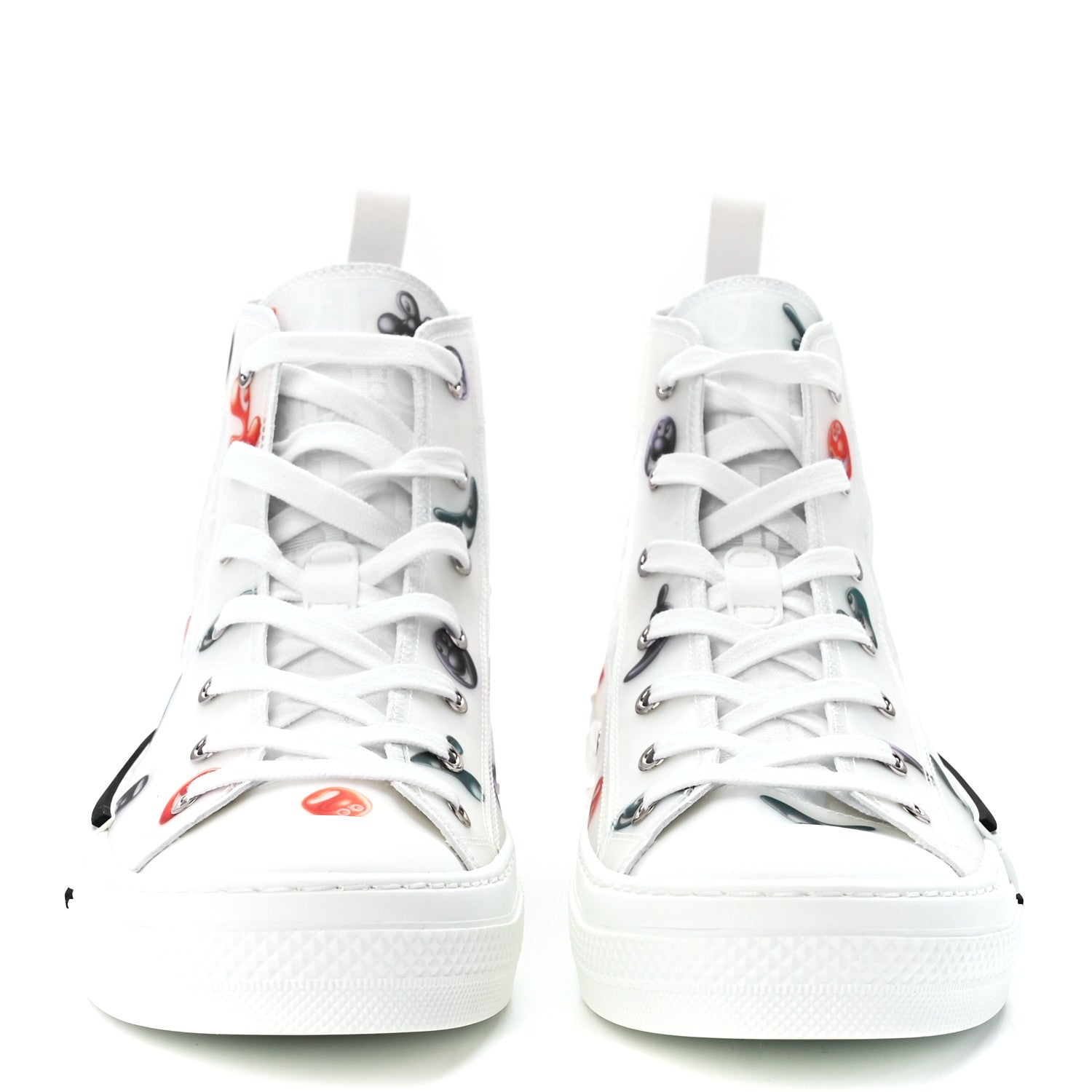 Christian Dior X KENNY SCHARF Technical Canvas Oblique Patch Mens B23 High Top Sneakers 42 White Blue 2 of 10