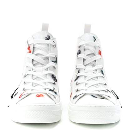 Christian Dior X KENNY SCHARF Technical Canvas Oblique Patch Mens B23 High Top Sneakers 42 White Blue 2 of 10