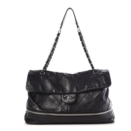 Chanel Calfskin Stitched Large Expandable Flap Bag Black 1 of 10