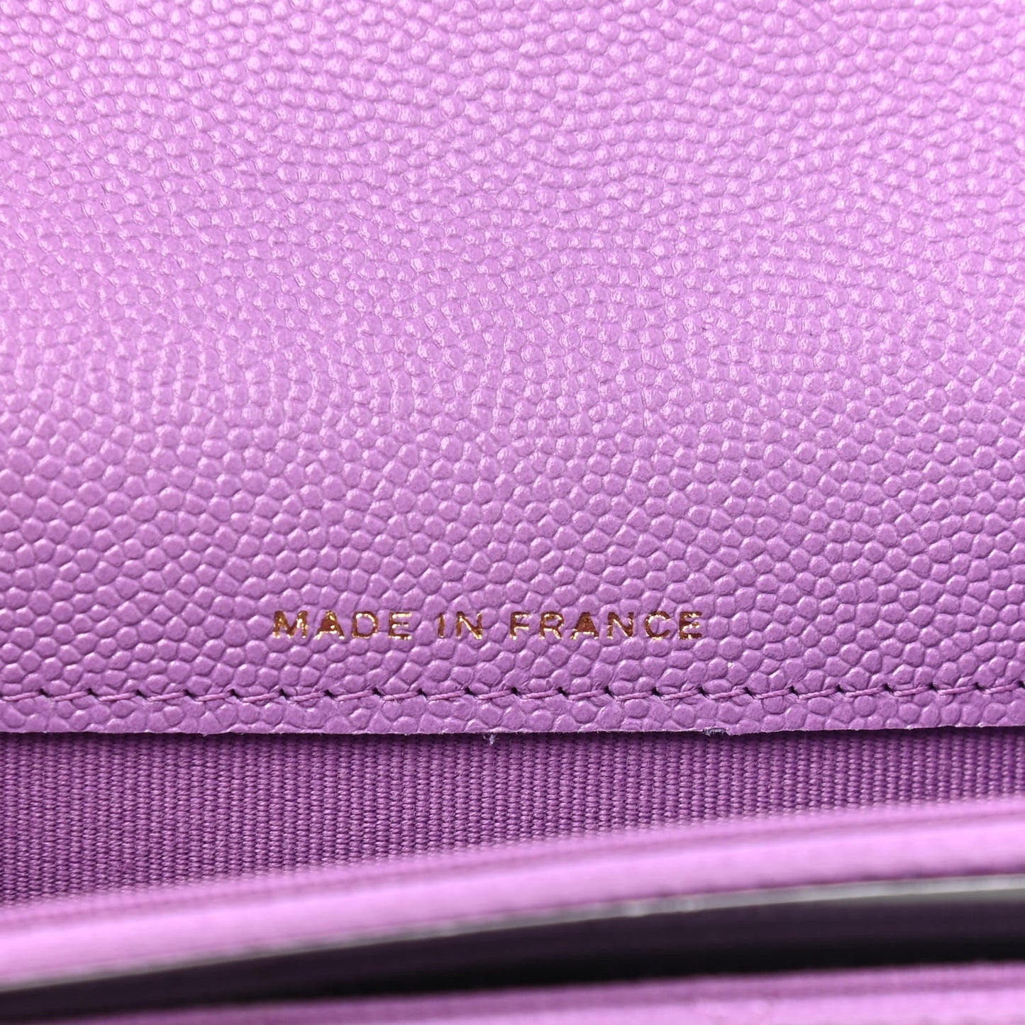 Caviar Quilted Flap Card Holder Wallet Purple