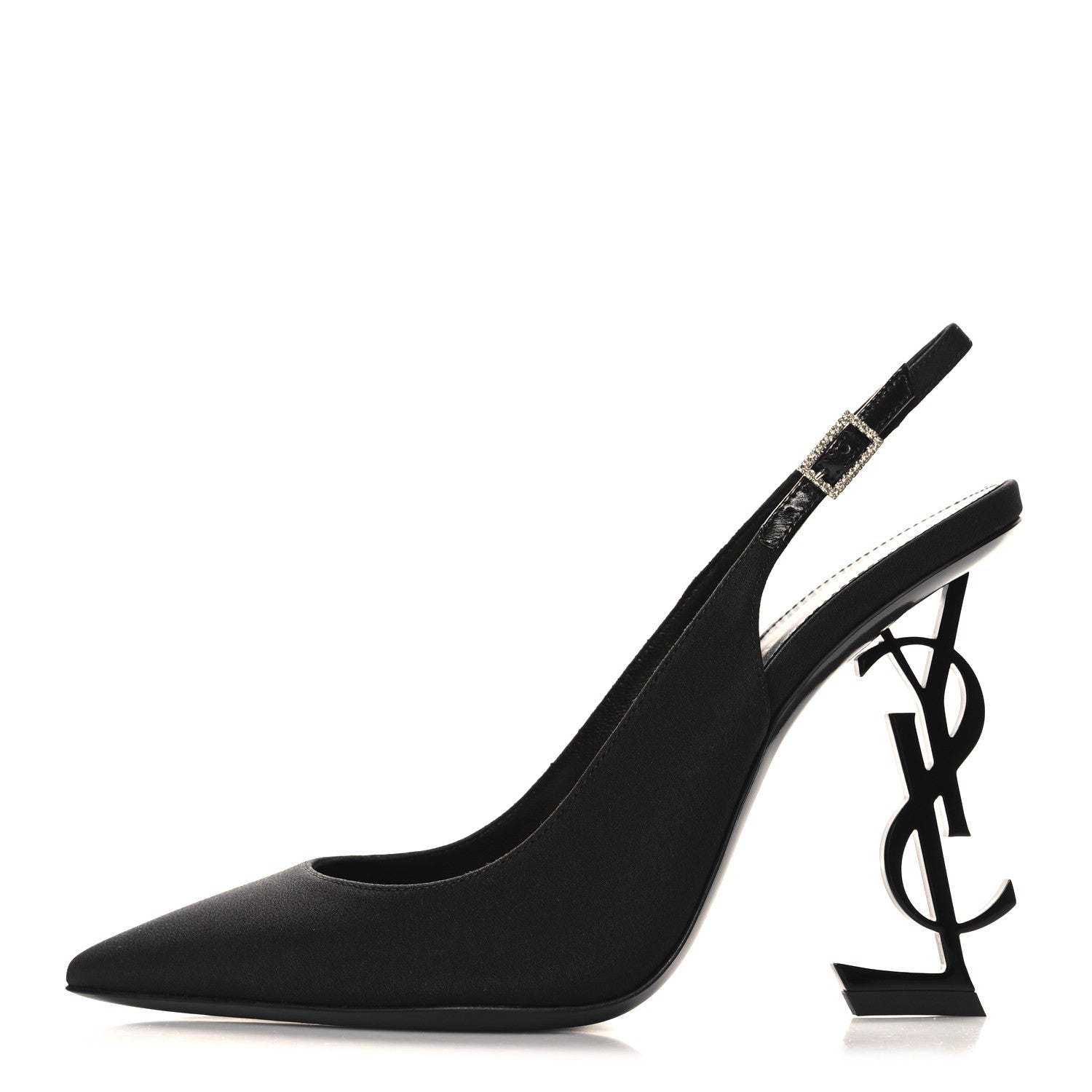 Saint Laurent Crepe De Chine Crystal Opyum 110 Slingback Pumps 37 Black 1 of 10