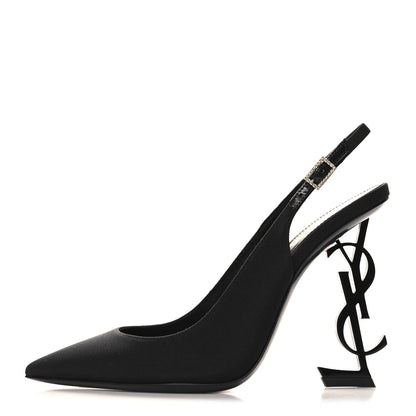 Saint Laurent Crepe De Chine Crystal Opyum 110 Slingback Pumps 37 Black 1 of 10