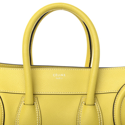 Celine Drummed Calfskin Mini Luggage Citron 15 of 18