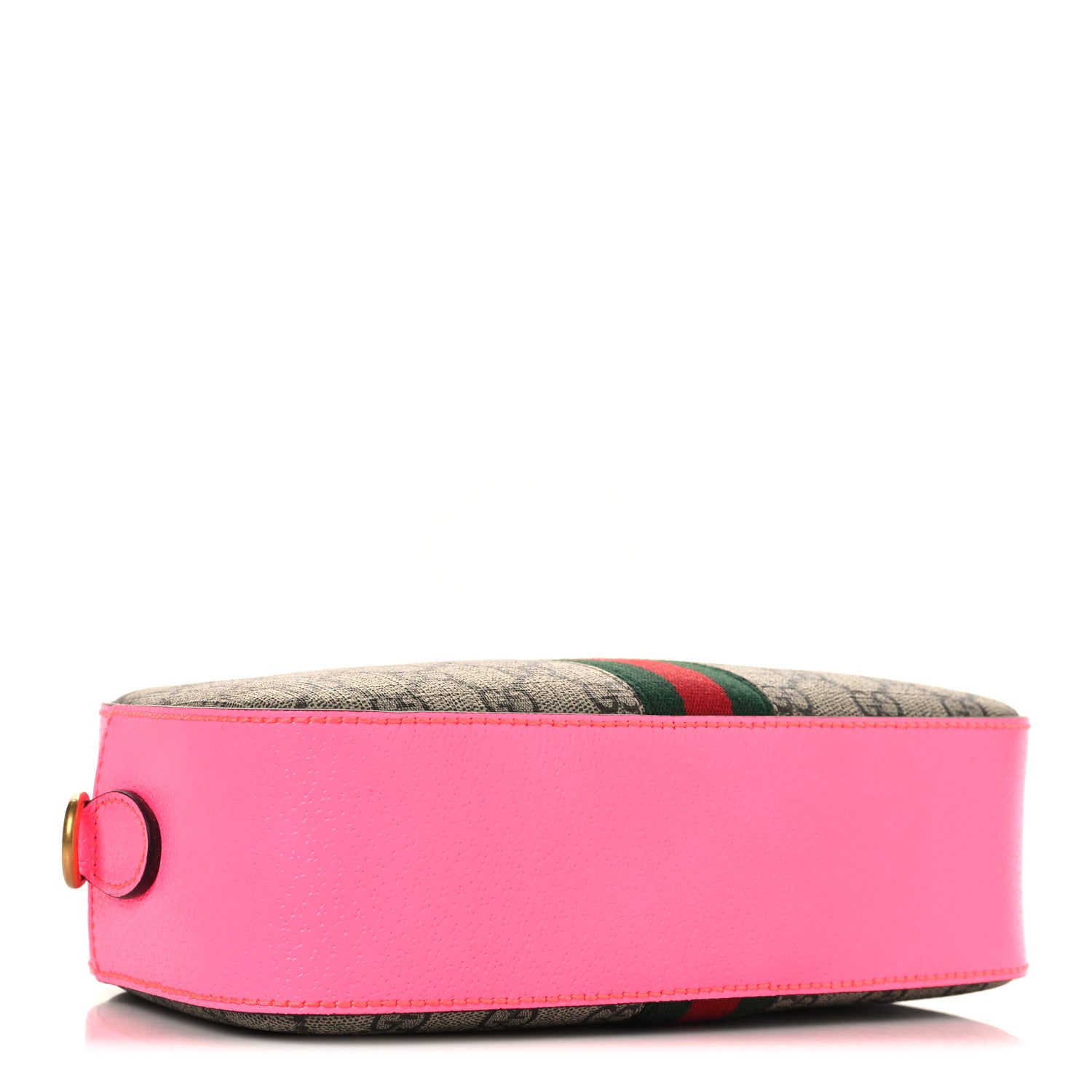 Gucci GG Supreme Monogram Textured Dollar Calfskin Web Ophidia Small Crossbody Bag Beige Ebony Fuchsia 4 of 10