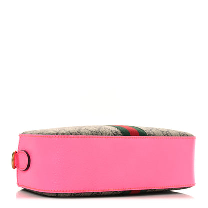 Gucci GG Supreme Monogram Textured Dollar Calfskin Web Ophidia Small Crossbody Bag Beige Ebony Fuchsia 4 of 10