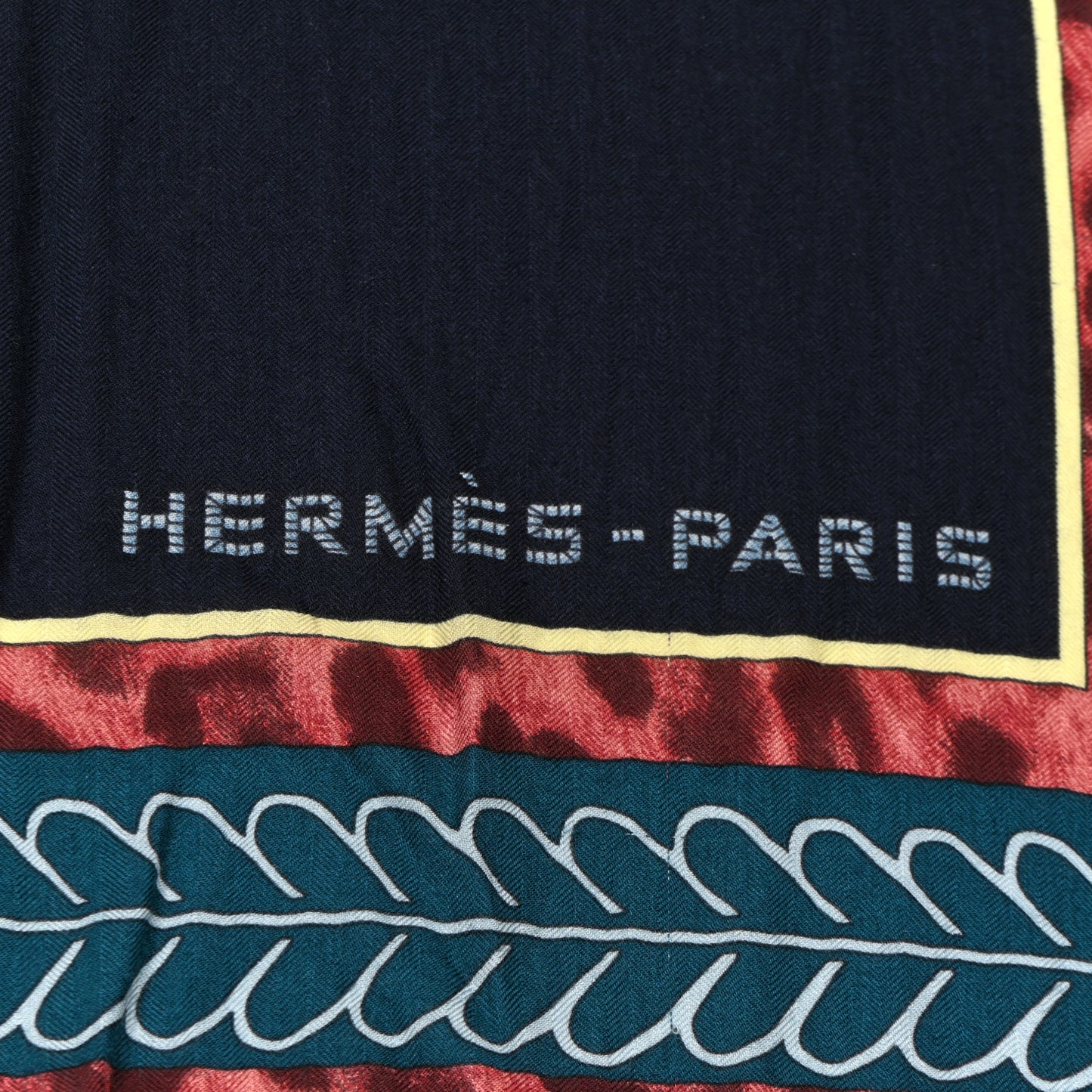 Cashmere Silk Selle d'Officier En Grande Tenue Shawl 140 Marine Petrole Ciel