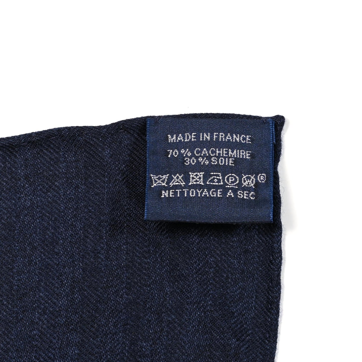 Silk Cashmere Grand Manege Bandana Shawl 140 Marine White