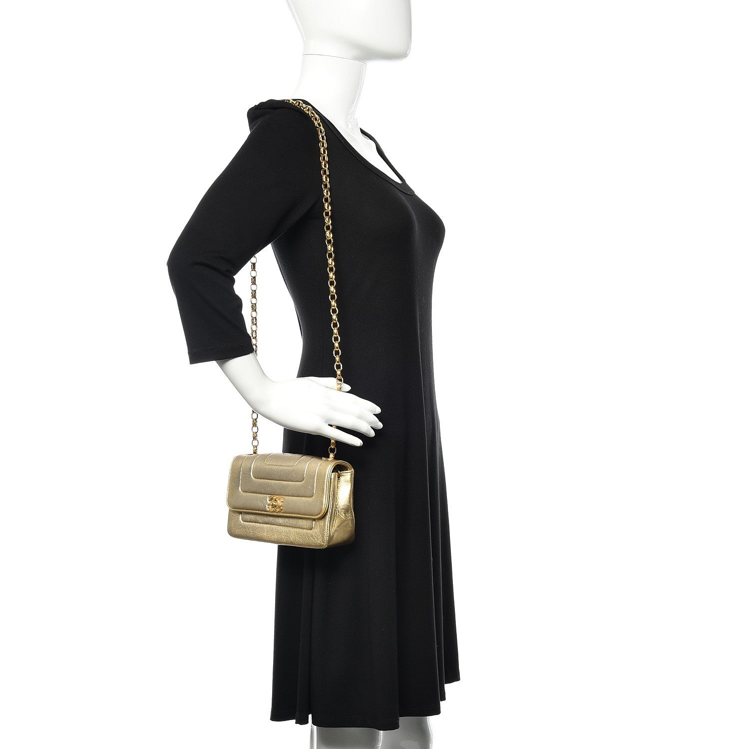 Chanel Metallic Lambskin Horizontal Vertical Quilted Small Single Flap Gold 2 of 11
