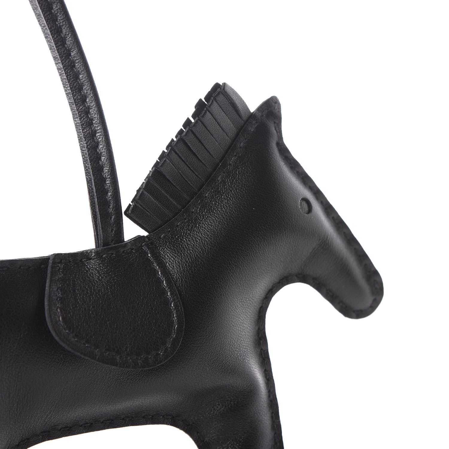 Hermes Milo Lambskin Grigri Rodeo Horse Bag Charm MM So Black 4 of 5
