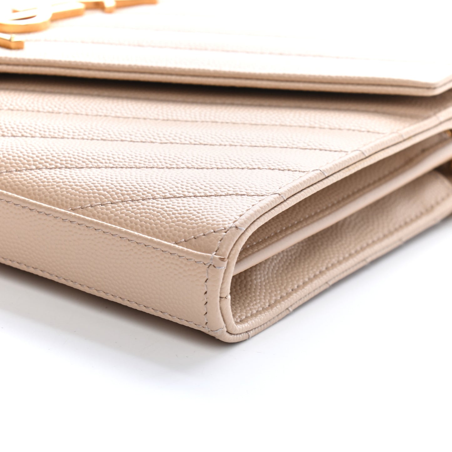 Grain De Poudre Matelasse Chevron Monogram Chain Wallet Nude Powder
