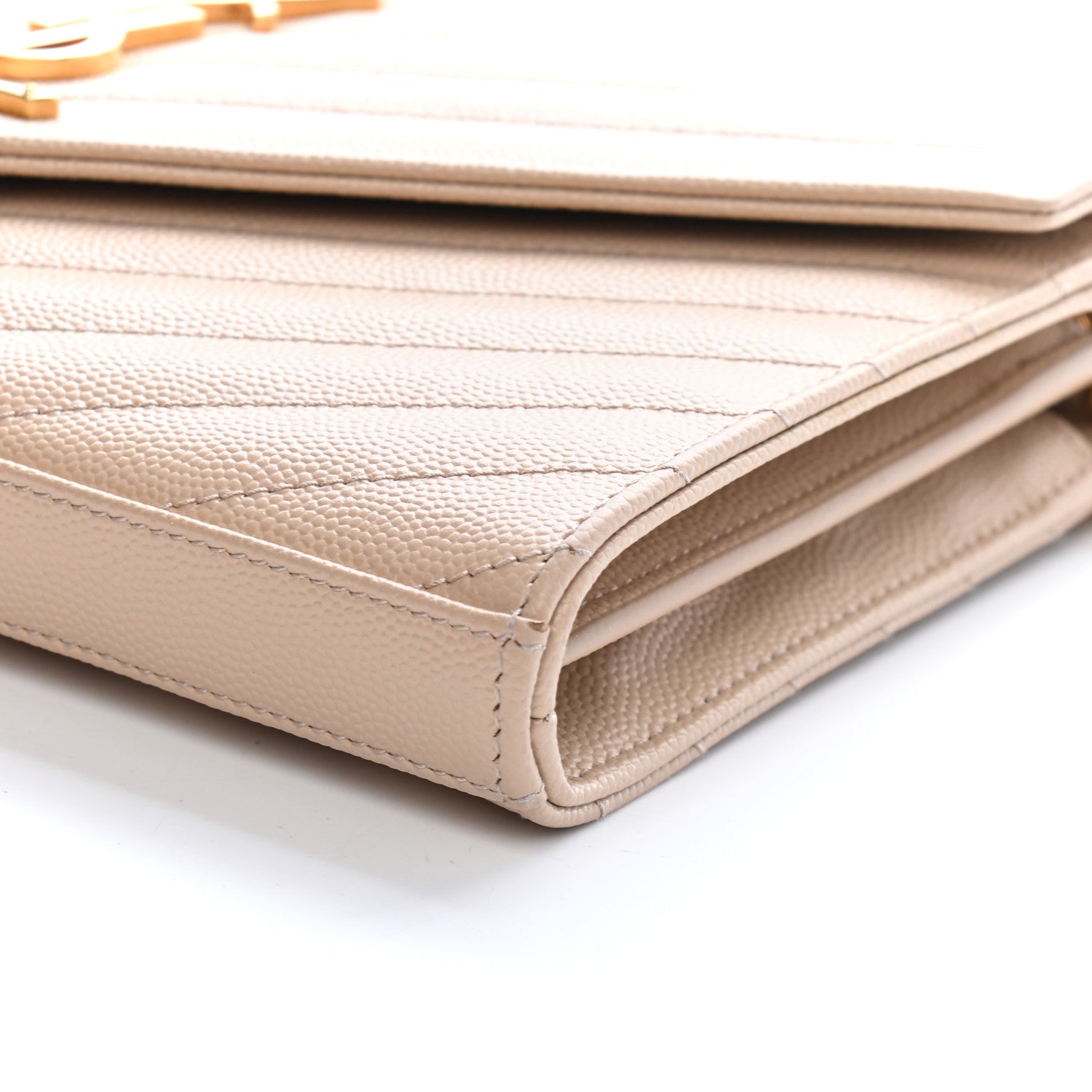Saint Laurent Grain De Poudre Matelasse Chevron Monogram Chain Wallet Nude Powder 9 of 9
