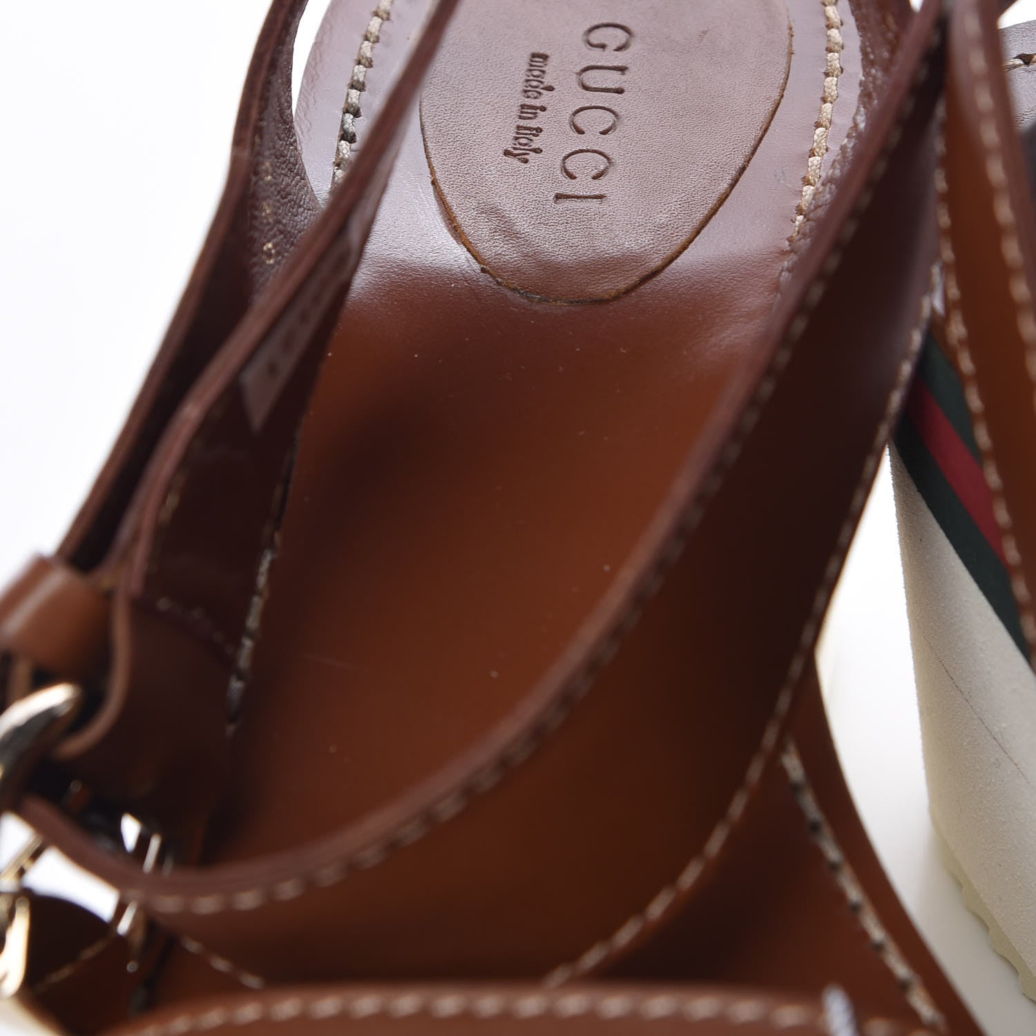 Gucci Calfskin Rubber Web Lifford Sandals 7 Cuir 12 of 16
