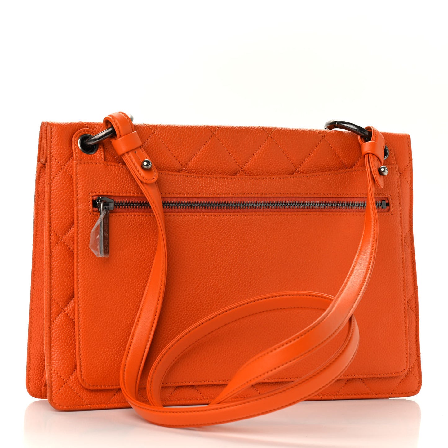 Caviar Quilted Large Retro Class Flap Orange