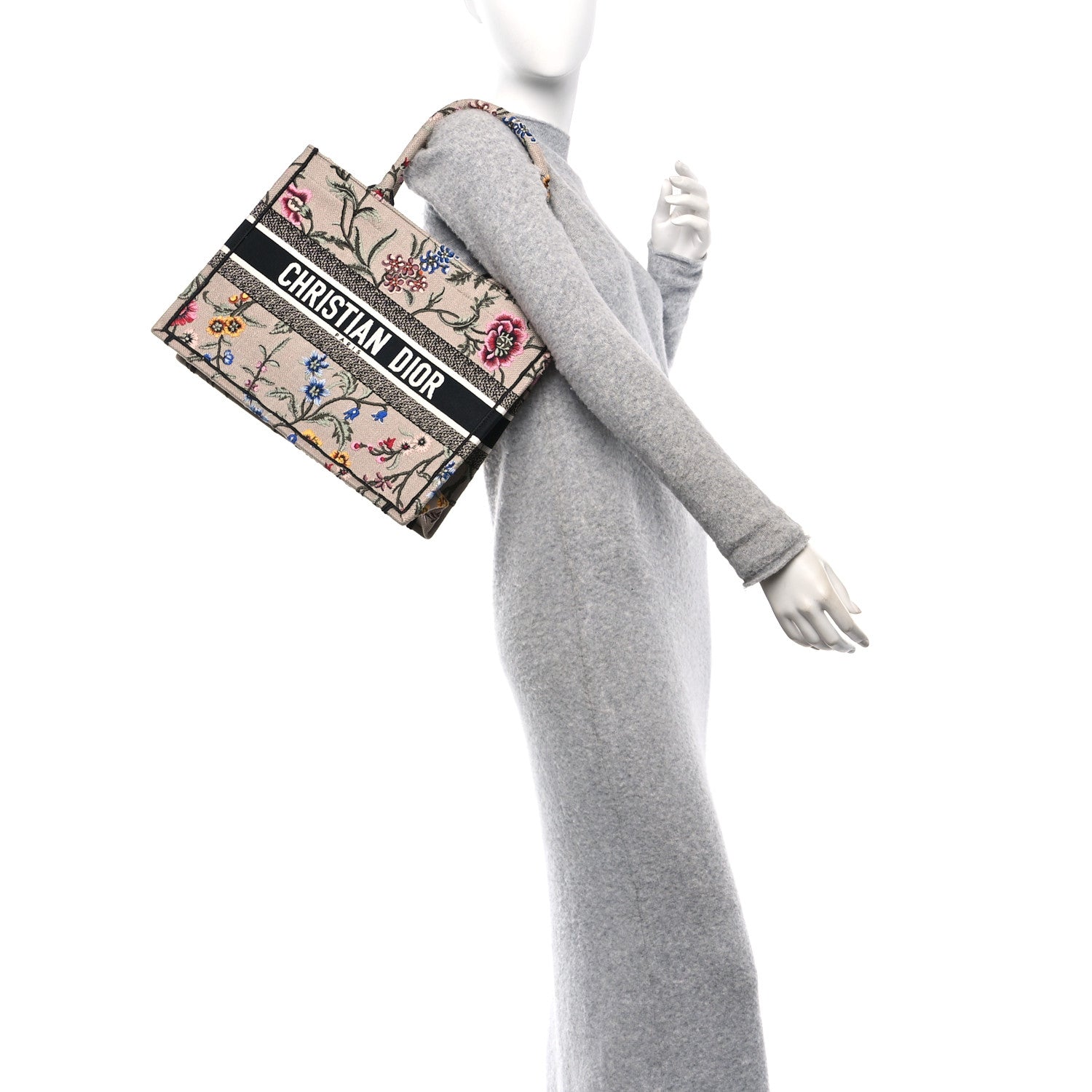 Christian Dior Canvas Embroidered Petites Fleurs Medium Book Tote Rose Multicolor 2 of 12