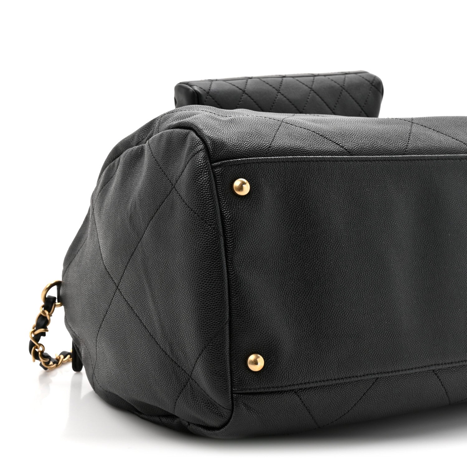 Chanel Grained Calfskin Lambskin Quilted Large Bowling Bag Black 10 of 10