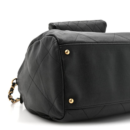 Chanel Grained Calfskin Lambskin Quilted Large Bowling Bag Black 10 of 10