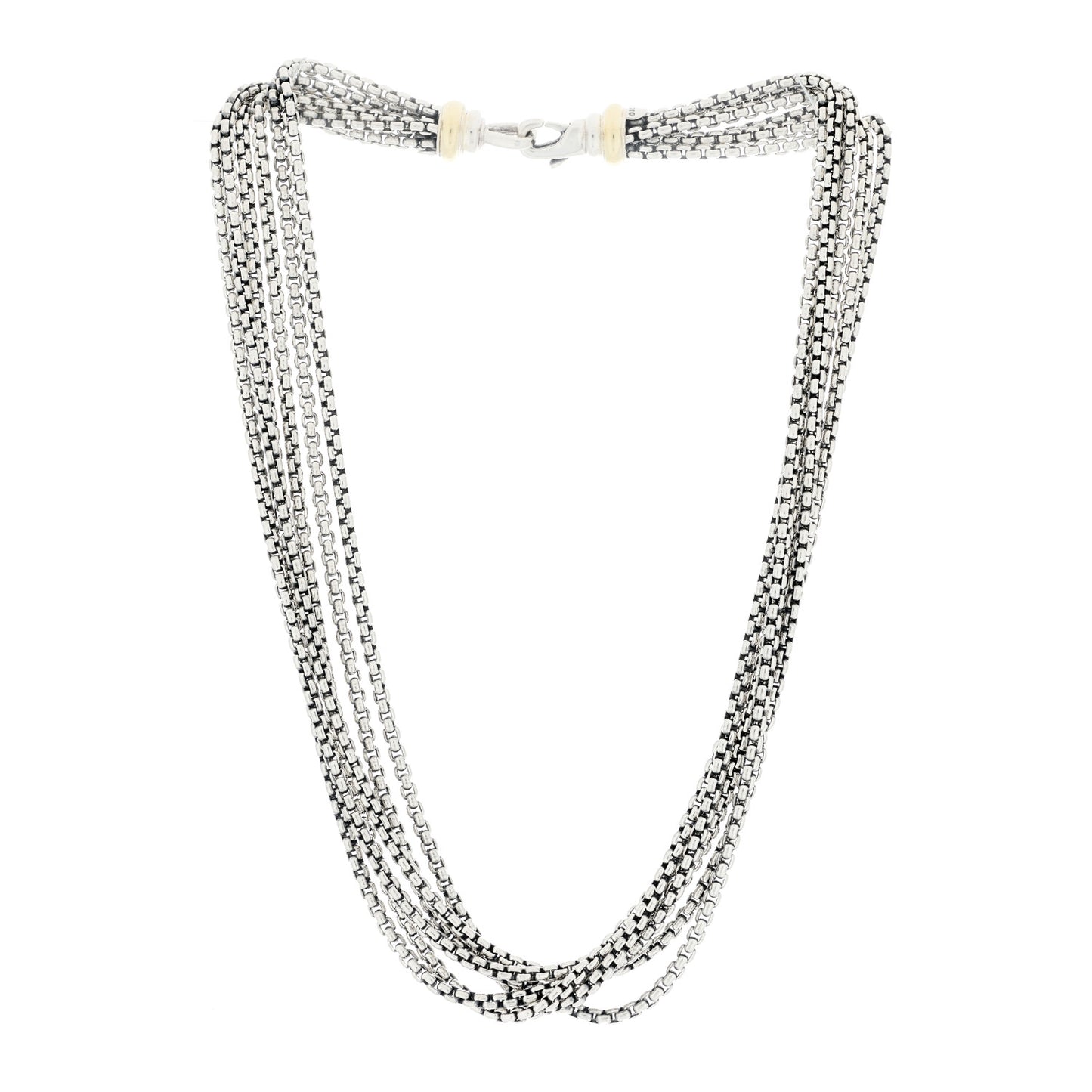 Sterling Silver 14K Yellow Gold Multi Box Chain Necklace