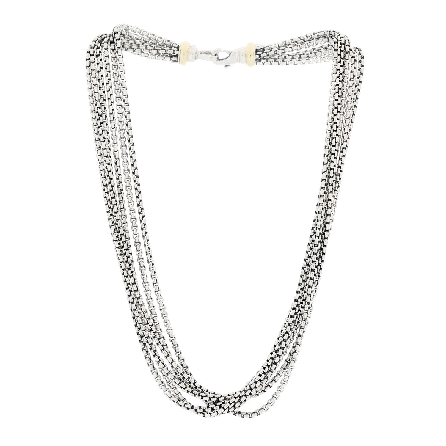 David Yurman Sterling Silver 14K Yellow Gold Multi Box Chain Necklace 2 of 4