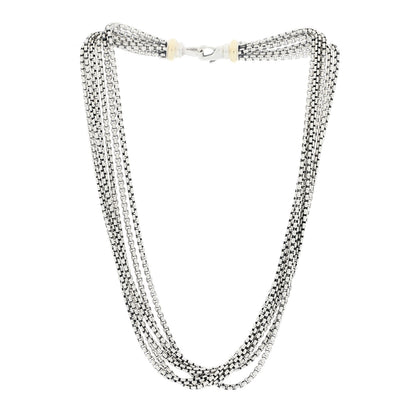 David Yurman Sterling Silver 14K Yellow Gold Multi Box Chain Necklace 2 of 4