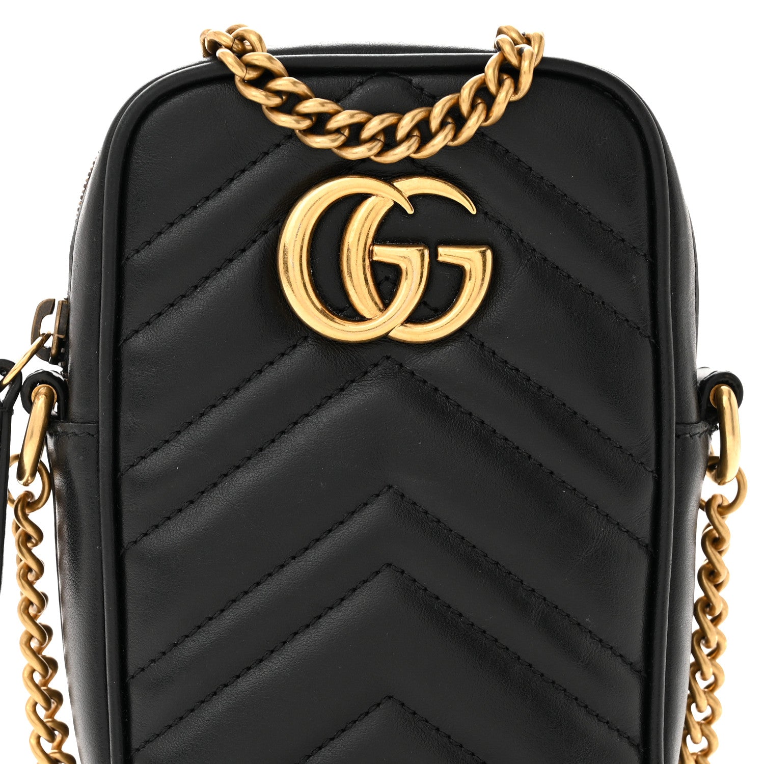 Gucci Calfskin Matelasse Mini GG Marmont Crossbody Bag Black 7 of 10