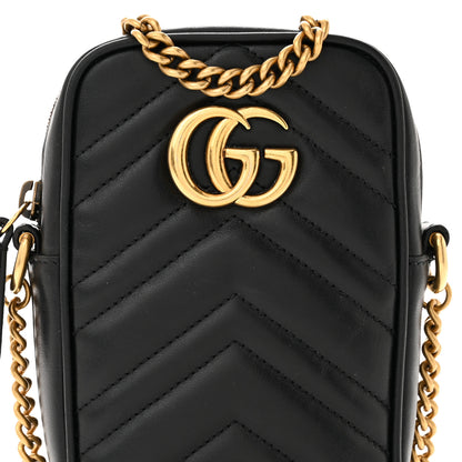 Gucci Calfskin Matelasse Mini GG Marmont Crossbody Bag Black 7 of 10