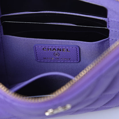 Chanel Caviar Quilted Small Zipped Pouch Purple 5 of 6