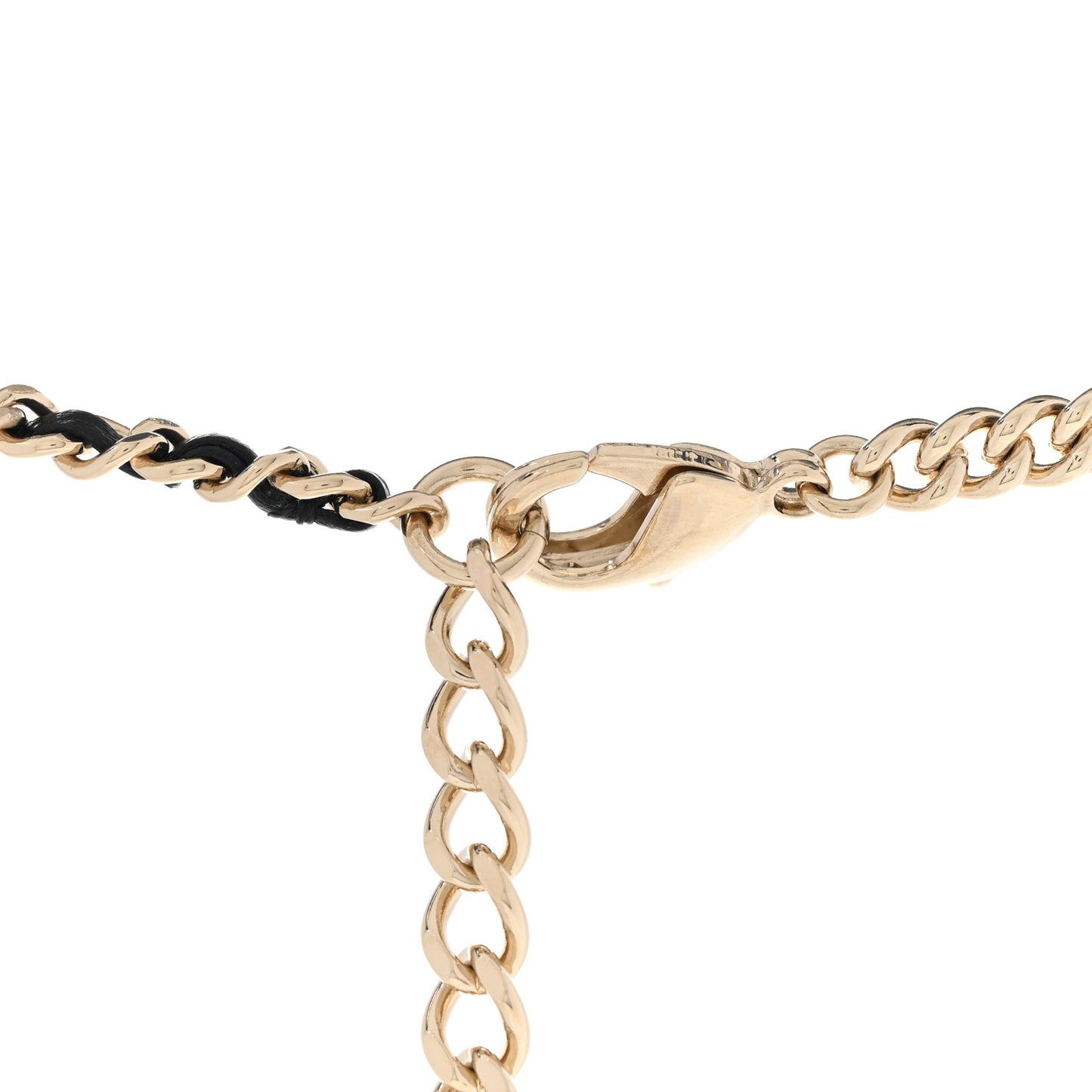 Lambskin Pearl Crystal Chain CC Belt 85 34 Gold Pearly White Black