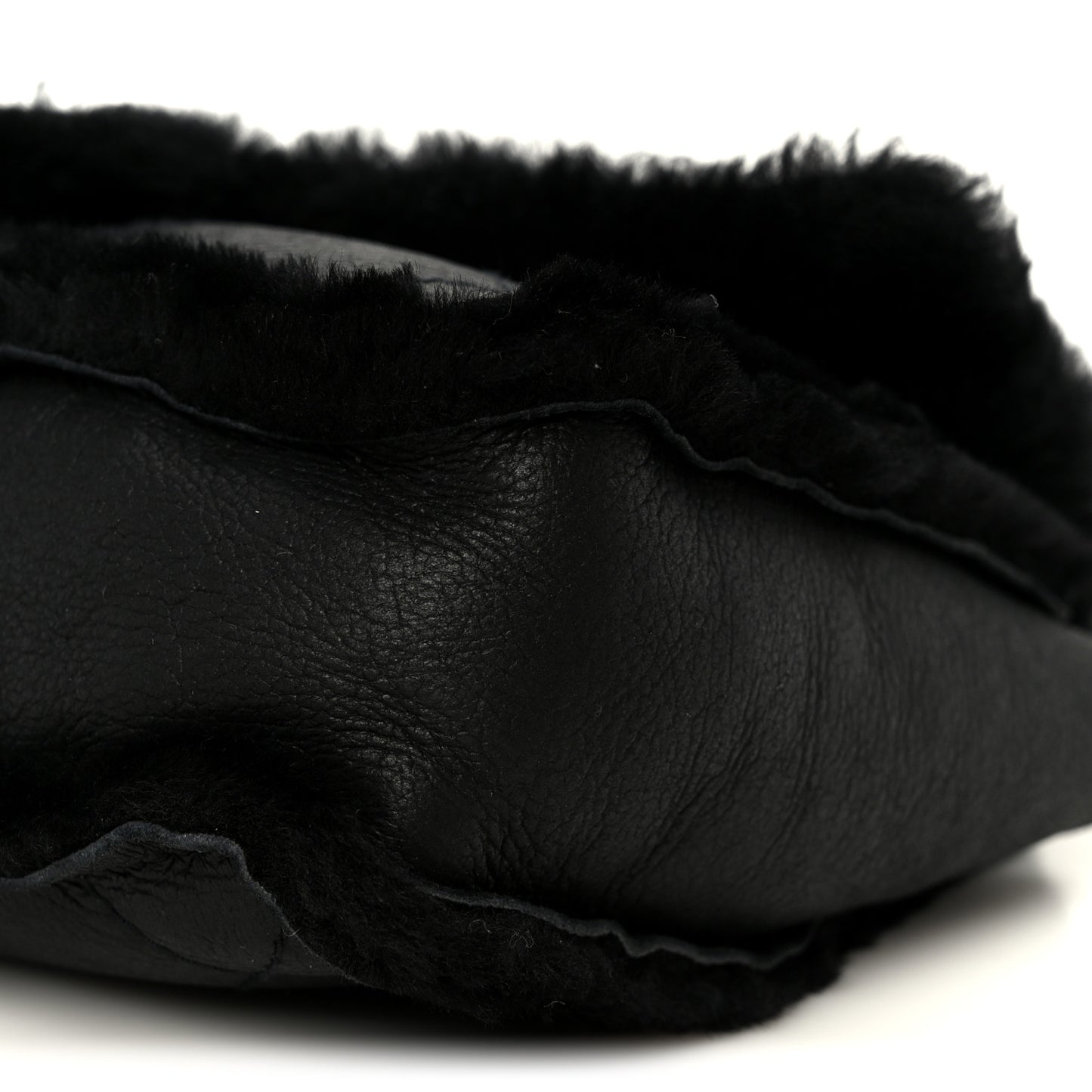 Shearling Quilted Medium Single Flap Black