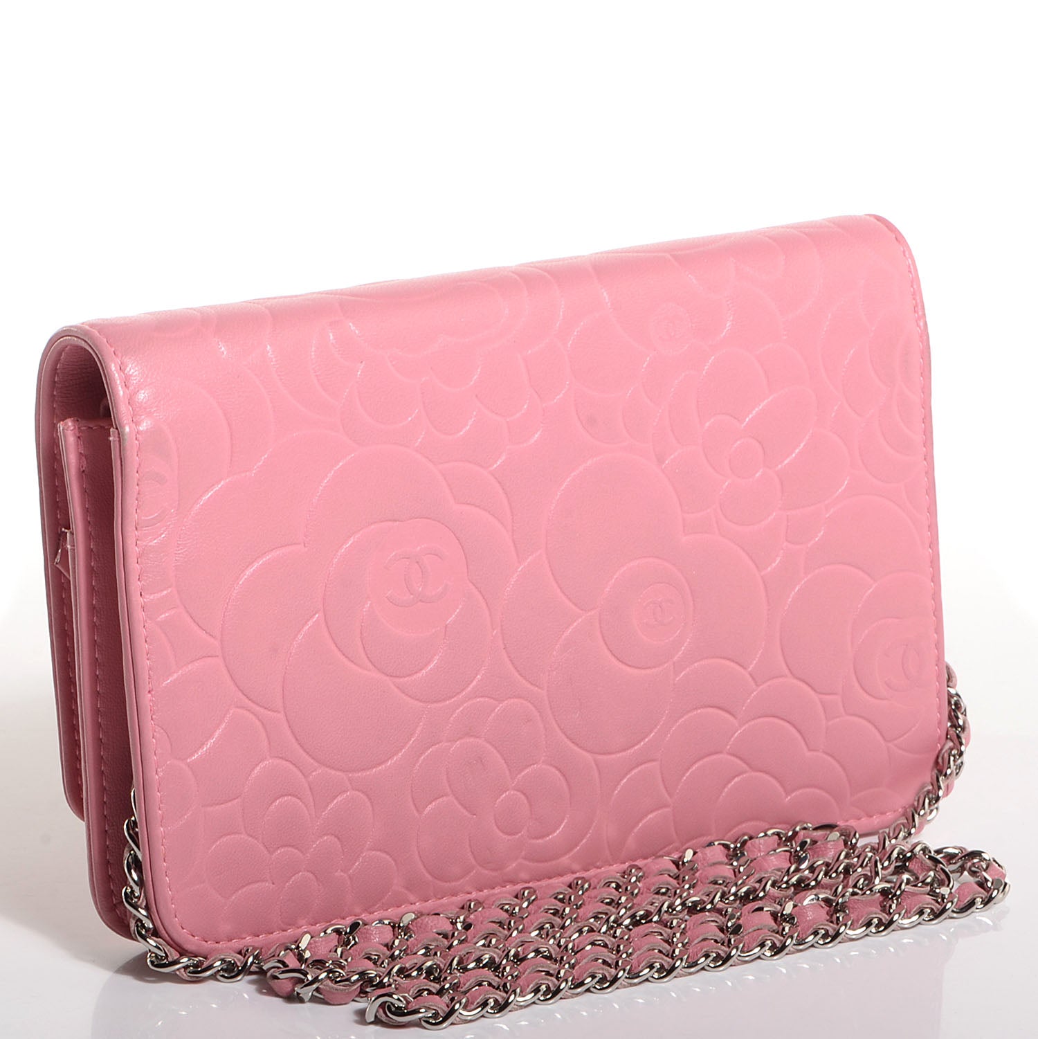 Chanel Lambskin Camellia Wallet on Chain WOC Pink 3 of 7