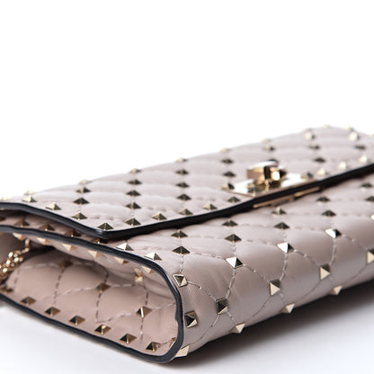 Valentino Garavani Lambskin Rockstud Spike Wallet on Chain Poudre 7 of 8