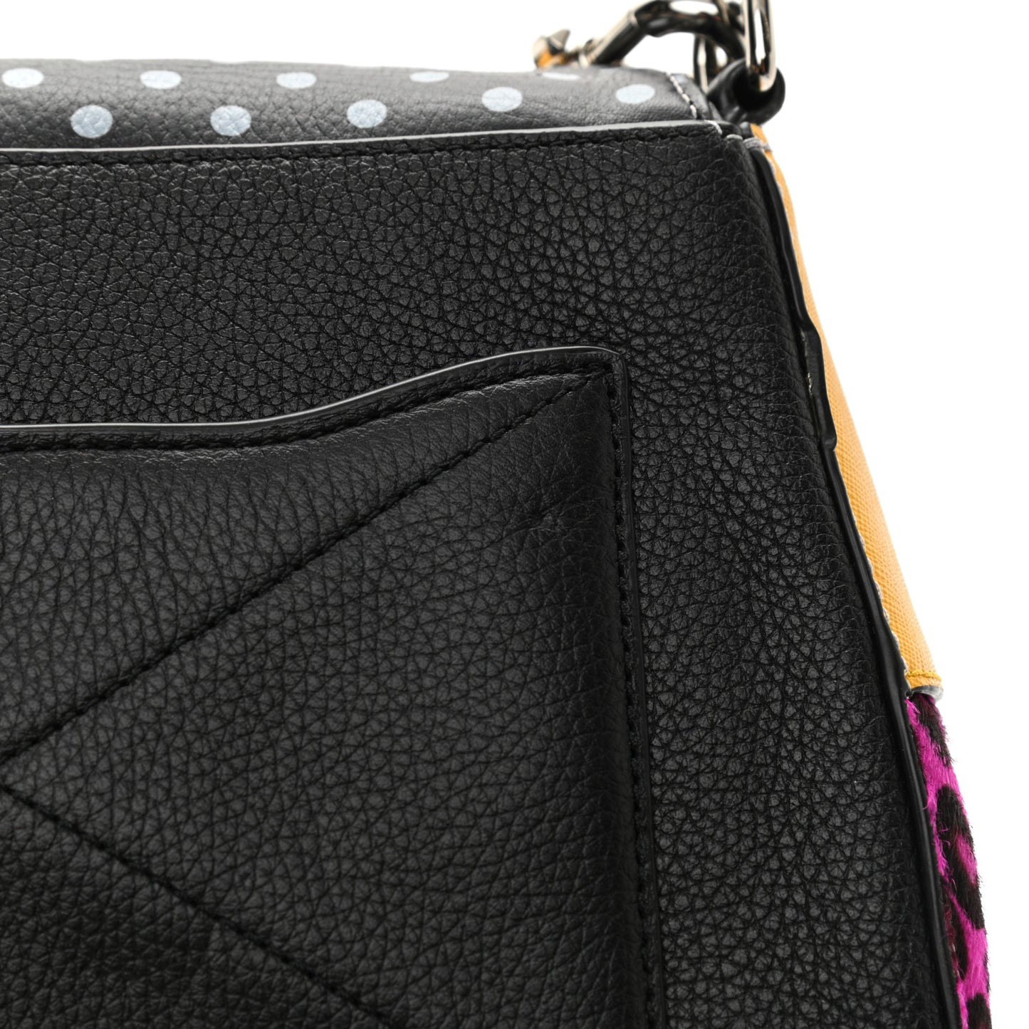 Calfskin Print Nomad Patchwork Saddle Bag Black Multicolor