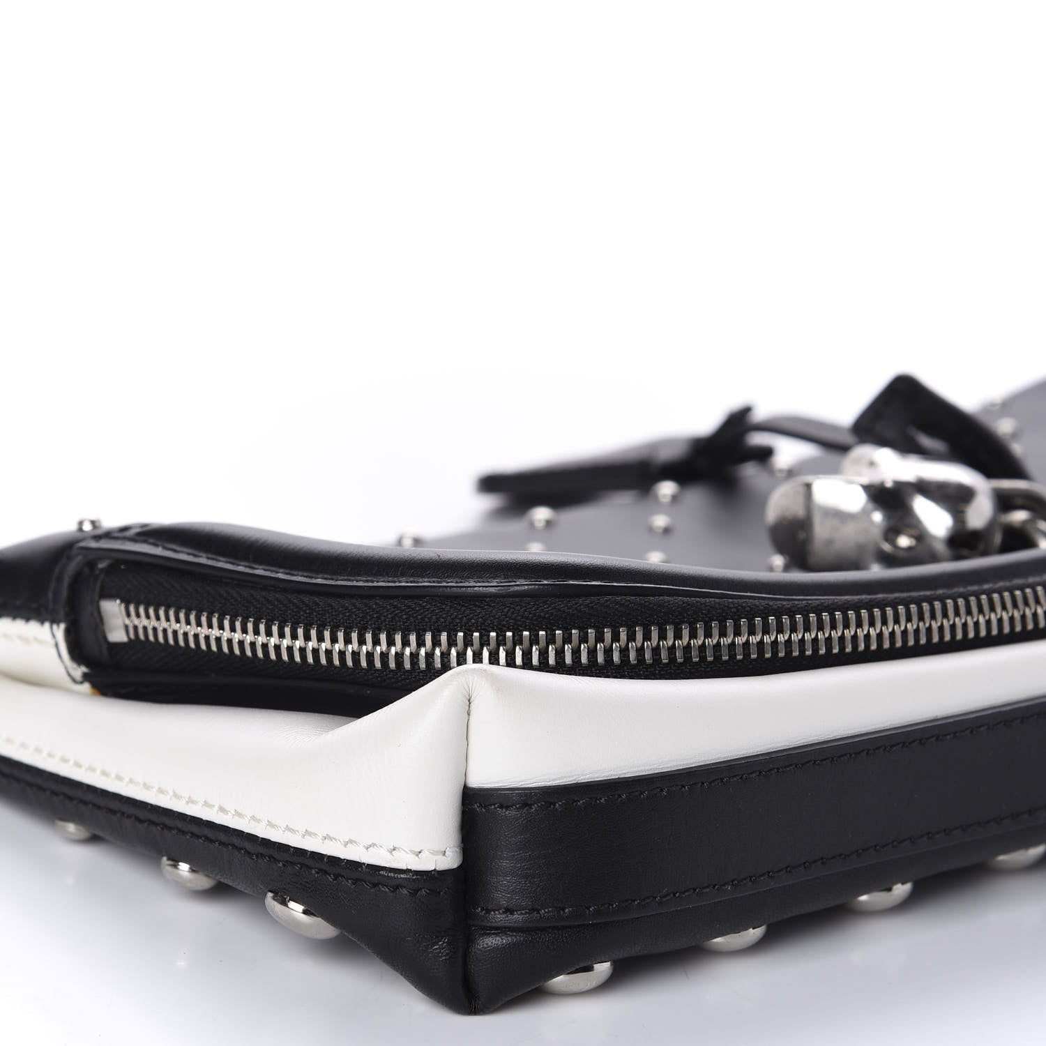 Alexander McQueen Calfskin Studded Padlock Skull Clutch Black 6 of 13
