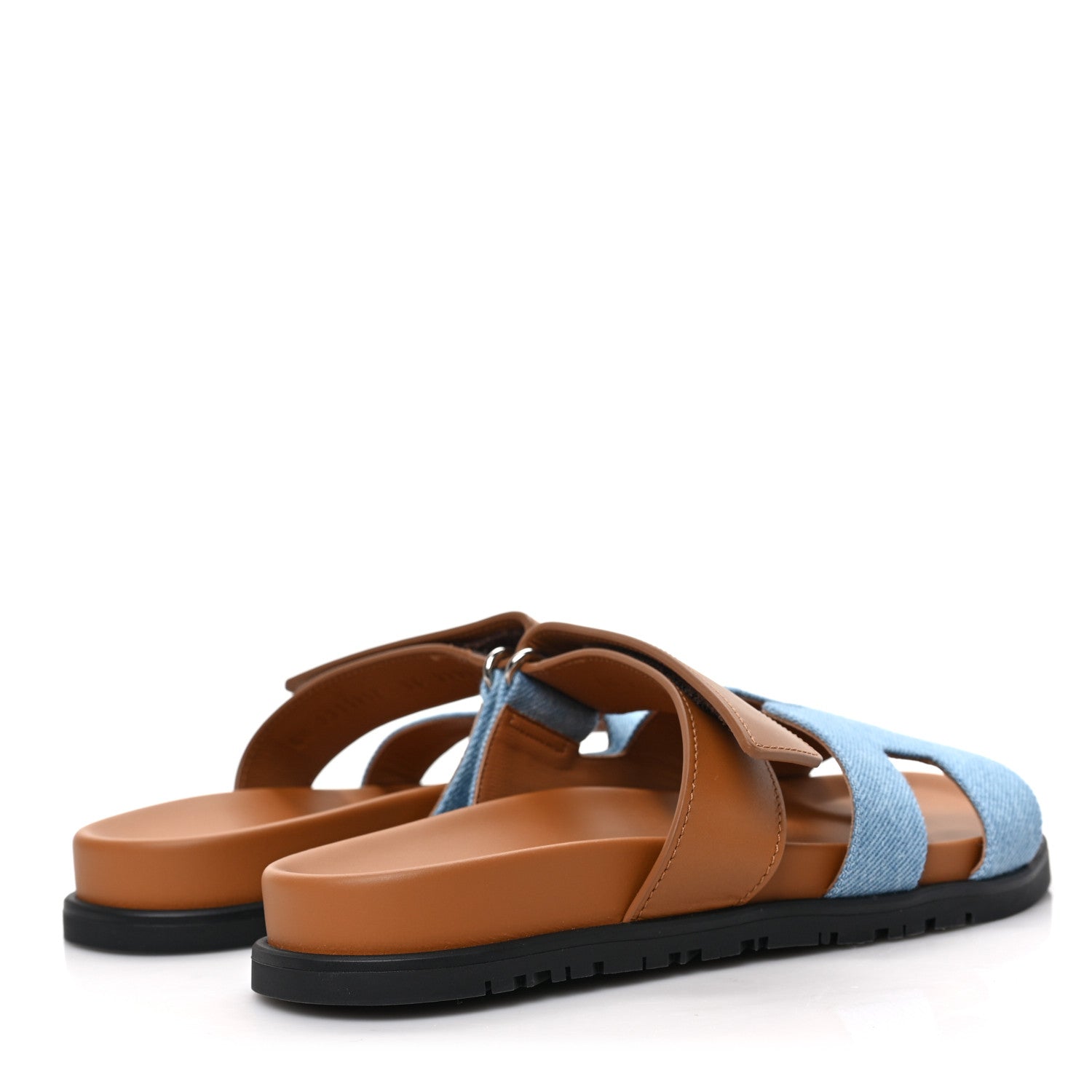 Hermes Denim Calfskin Womens Chypre Sandals 36 Bleu Clair Naturel 4 of 8